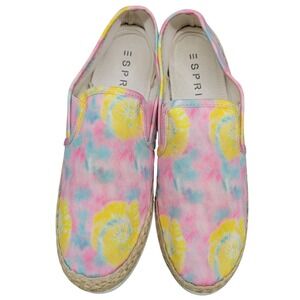 Esprit Espadrille Slip On Sneakers Tie Dye Pink Yellow‎ Shoes Sz 8.5 M HG9244
